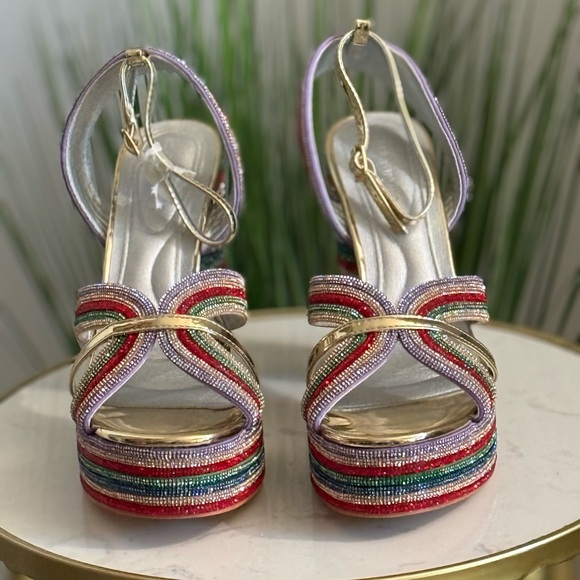 NWOB AZALEA WANG MULTICOLOR RHINESTONE PLATFORM HEEL - Picture 3 of 3